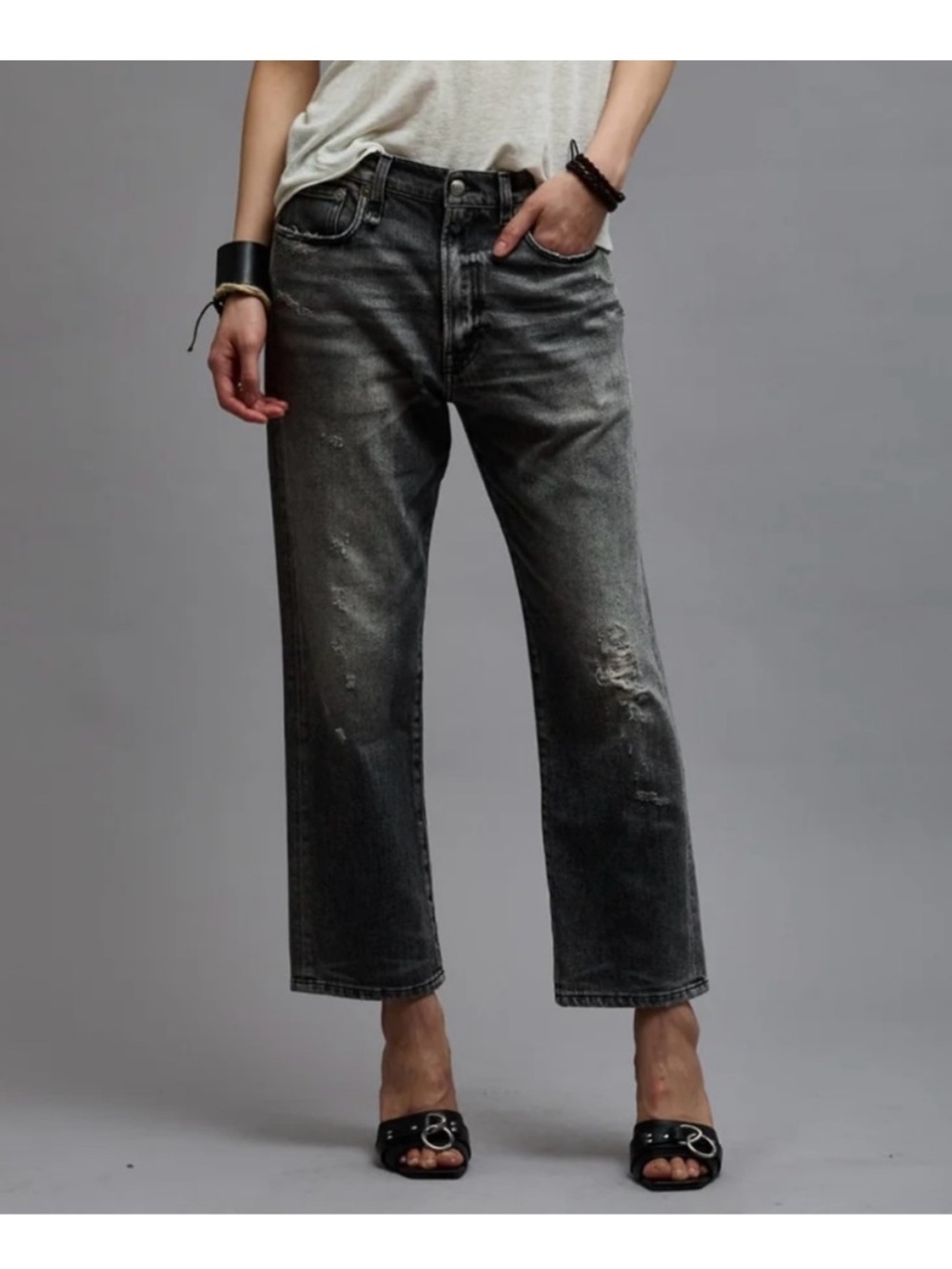 R13 vintage gray boyfriend jeans